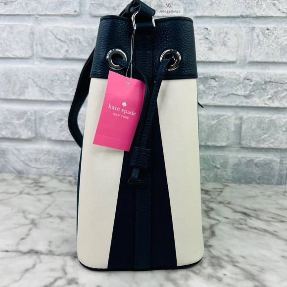 Kate Spade Marti Stripe Large Bucket Bag Shoulder Bag & Crossbody In Blazer Blue - Picture 5 of 10